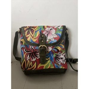 Artistic Expressions By Sharif Hand Painted Floral Crossbody Floral Hibiscus